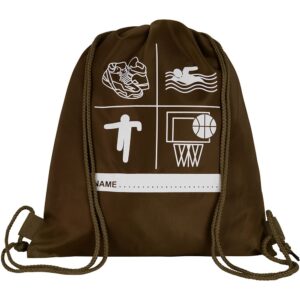 Brown Drawstring PE (Shoe) Bag With Printed Name Tag