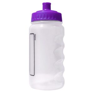 Purple Top Water Bottle with Printed Name Tag